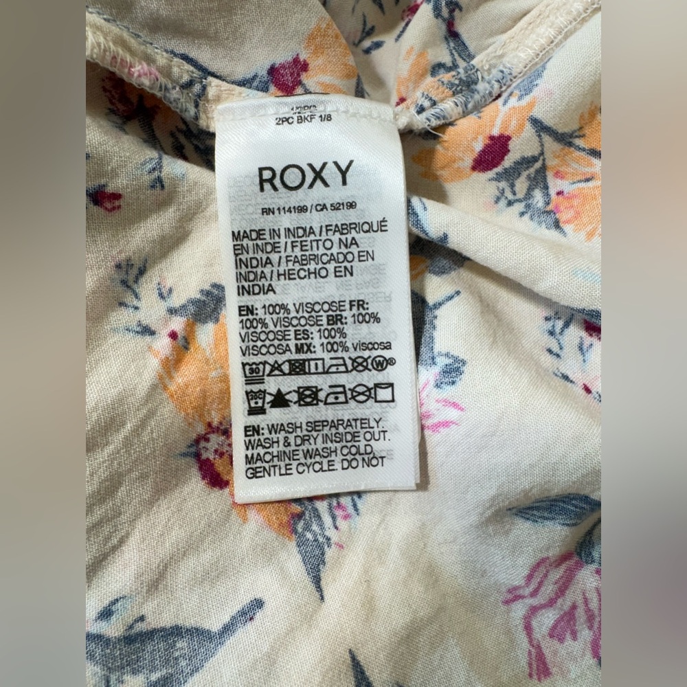 ROXY Tropical Floral Shimmy Shake Mini Dress Short Sleeve Women’s M - Picture 8 of 10